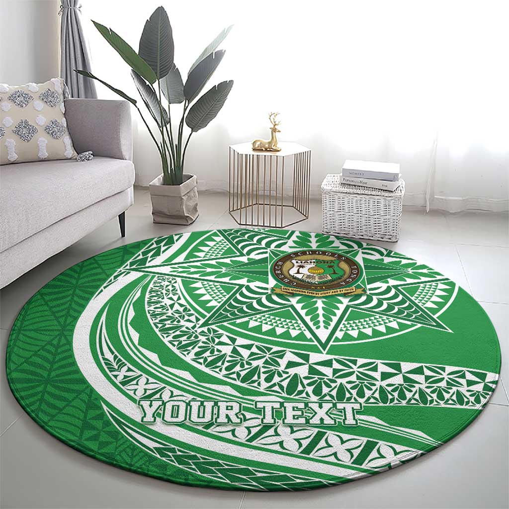 Tonga Liahona High School Personalized Round Carpet Ngatu Tokelaufeletoa Motifs