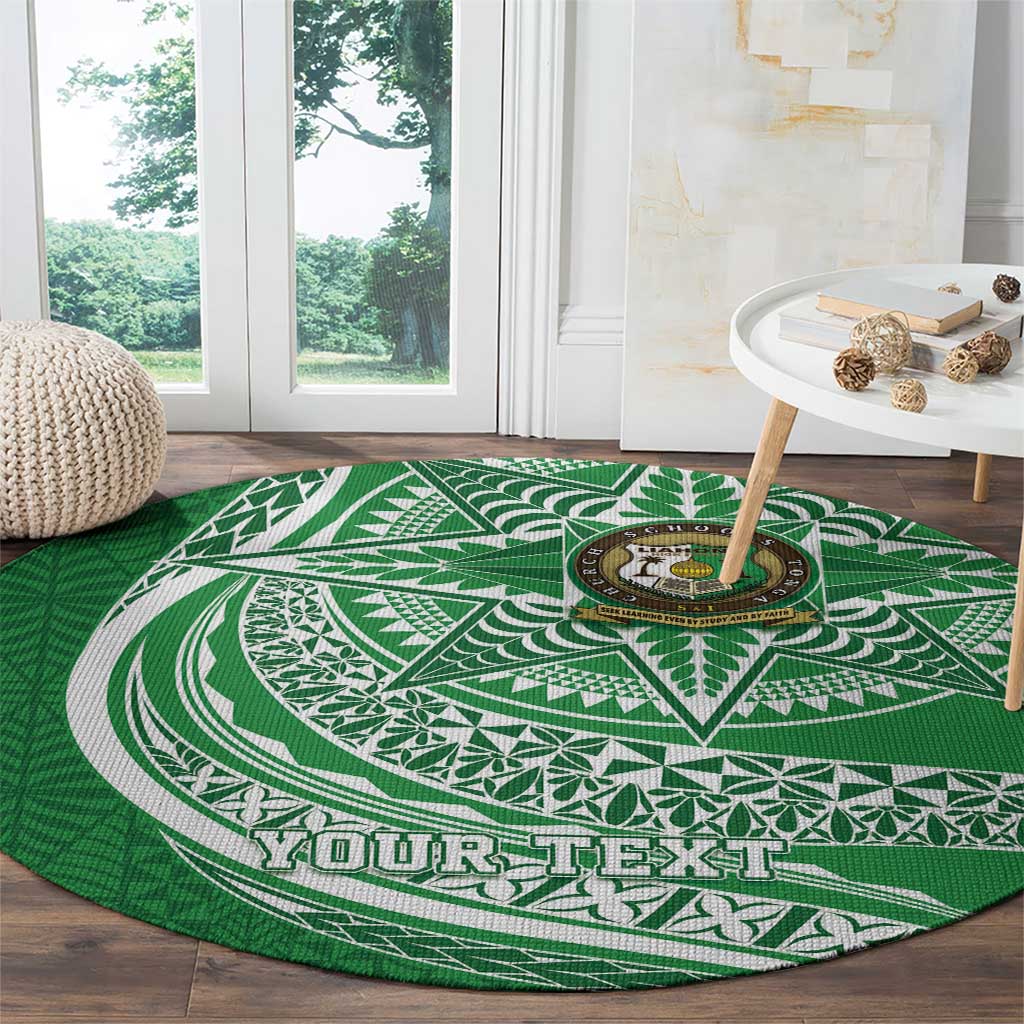 Tonga Liahona High School Personalized Round Carpet Ngatu Tokelaufeletoa Motifs