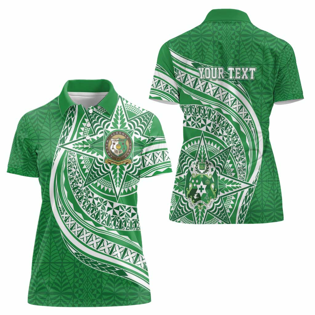 Tonga Liahona High School Personalized Women Polo Shirt Ngatu Tokelaufeletoa Motifs