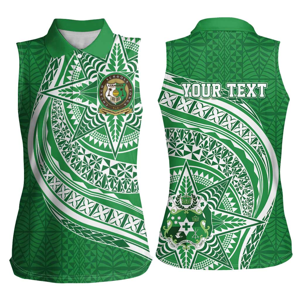 Tonga Liahona High School Personalized Women Sleeveless Polo Shirt Ngatu Tokelaufeletoa Motifs