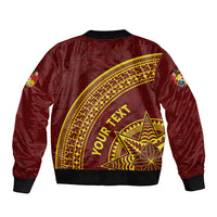 Tonga High School Sleeve Zip Bomber Jacket THS Anniversary Ngatu Motif