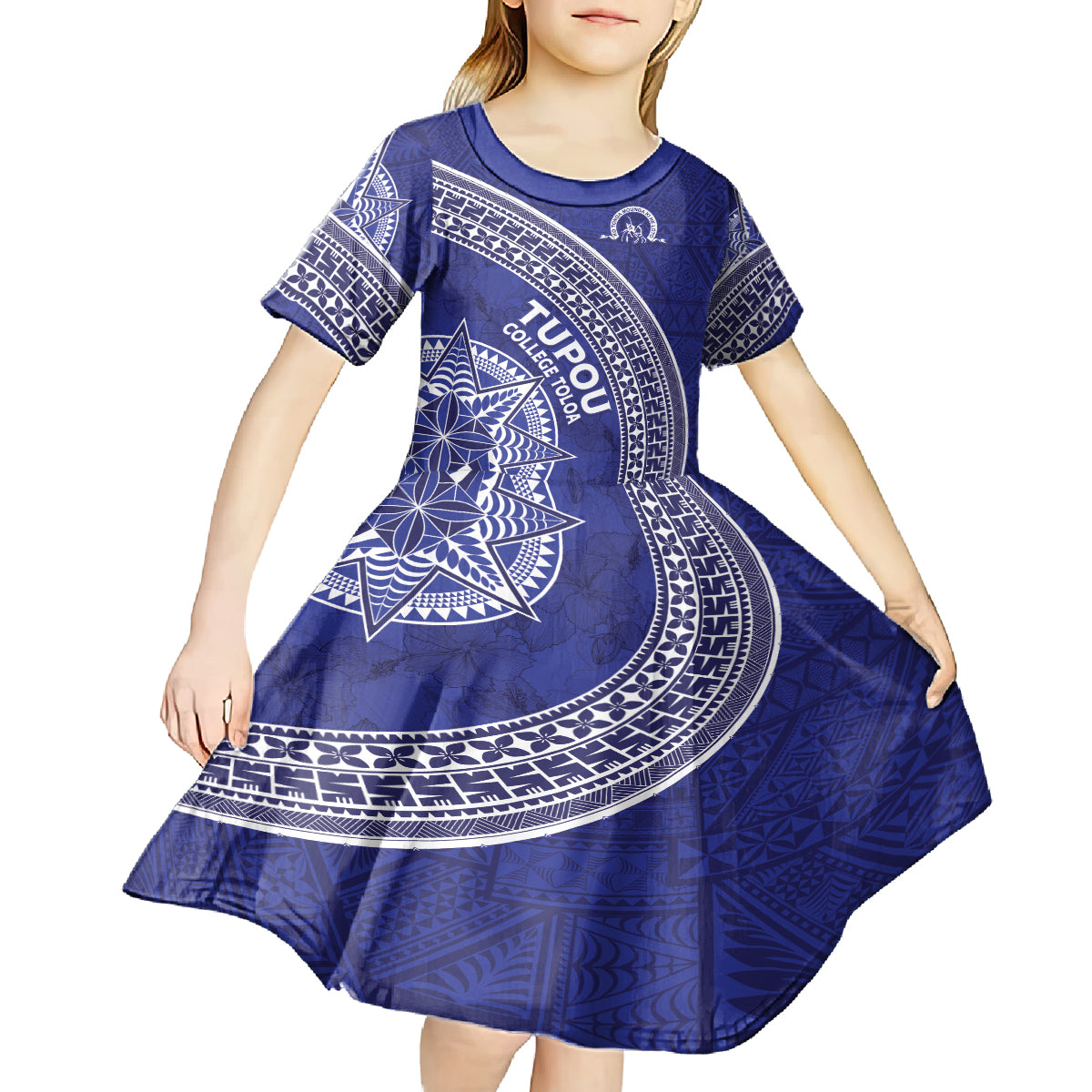 Tupou College Toloa Kid Short Sleeve Dress Ngatu Tapa Mix Style