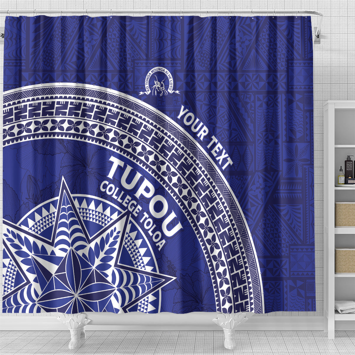 Tupou College Toloa Shower Curtain Ngatu Tapa Mix Style