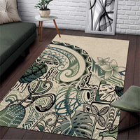 Aloha Hawaii Tapa Area Rug Summer Green Hawaiian Ipu - Polynesian Pride