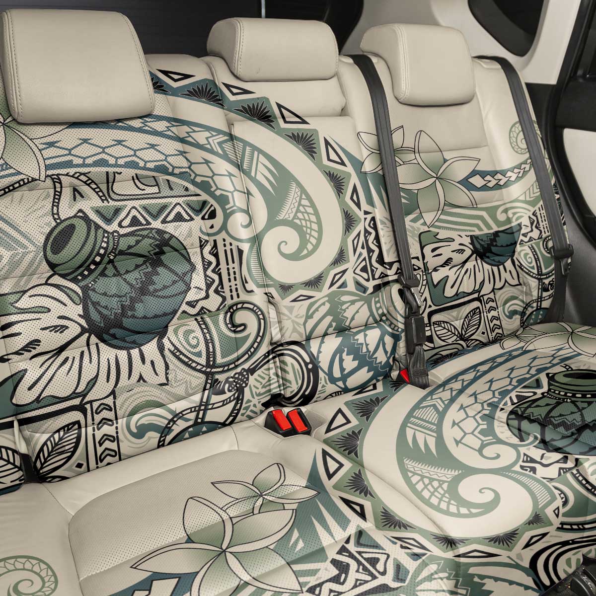 Aloha Hawaii Tapa Back Car Seat Cover Summer Green Hawaiian Ipu - Polynesian Pride
