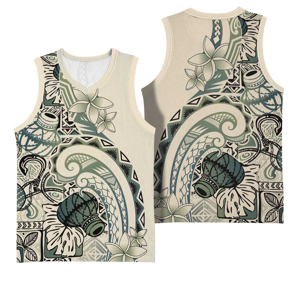 Aloha Hawaii Tapa Basketball Jersey Summer Green Hawaiian Ipu LT7 - Polynesian Pride
