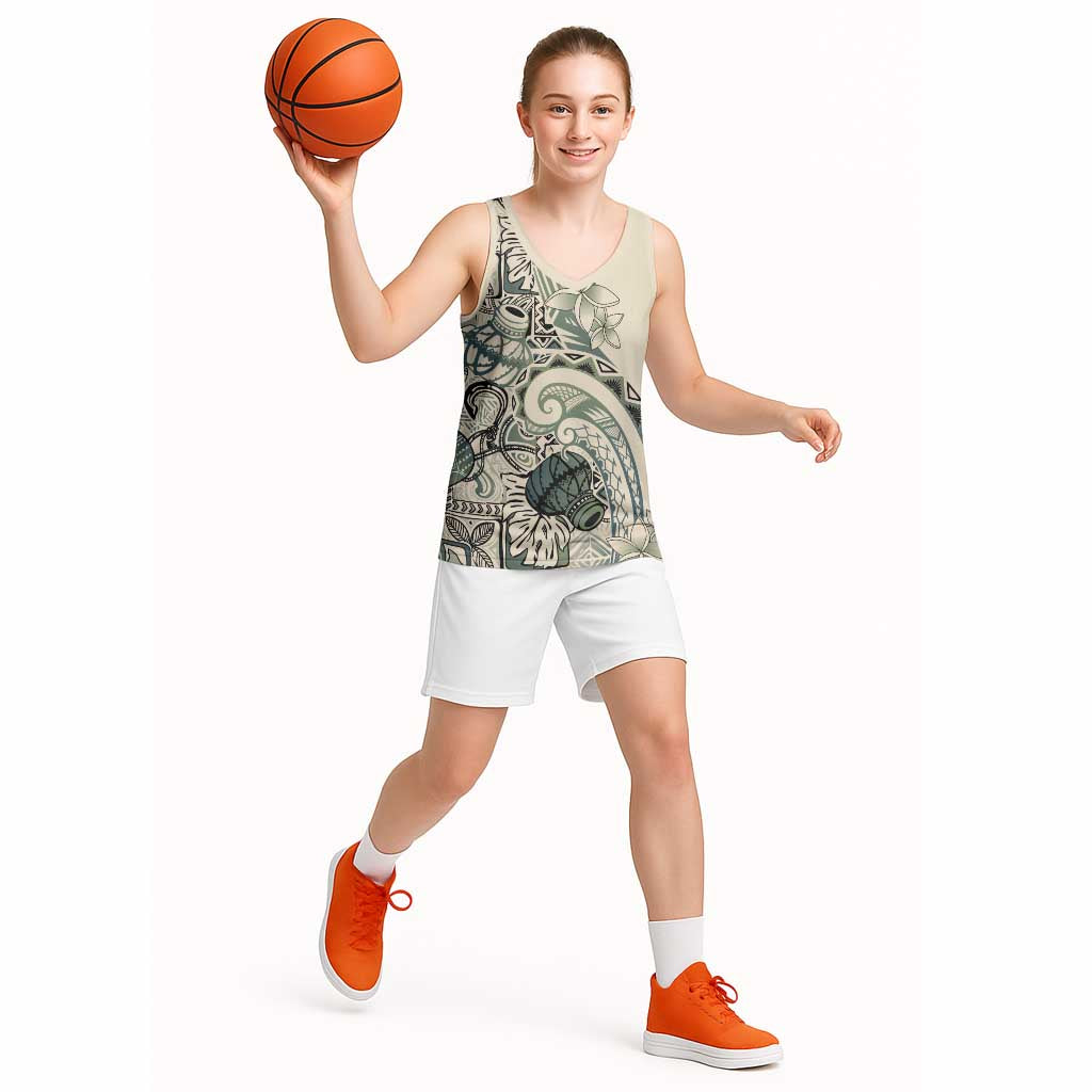 Aloha Hawaii Tapa Basketball Jersey Summer Green Hawaiian Ipu LT7 - Polynesian Pride