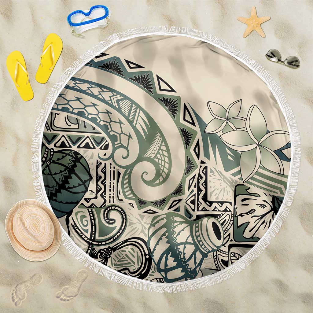 Aloha Hawaii Tapa Beach Blanket Summer Green Hawaiian Ipu - Polynesian Pride