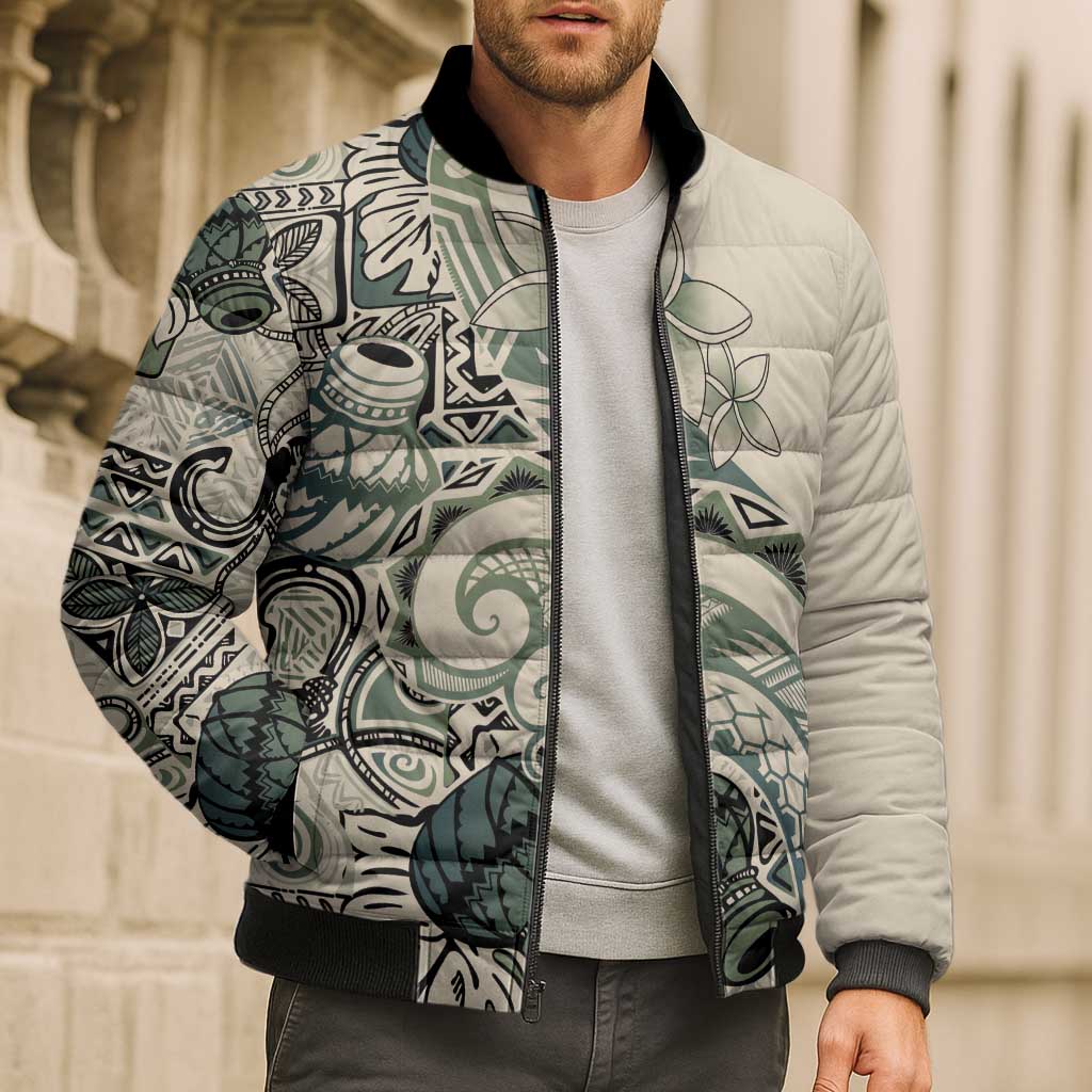 Aloha Hawaii Tapa Bomber Puffer Jacket Summer Green Hawaiian Ipu LT7 - Polynesian Pride