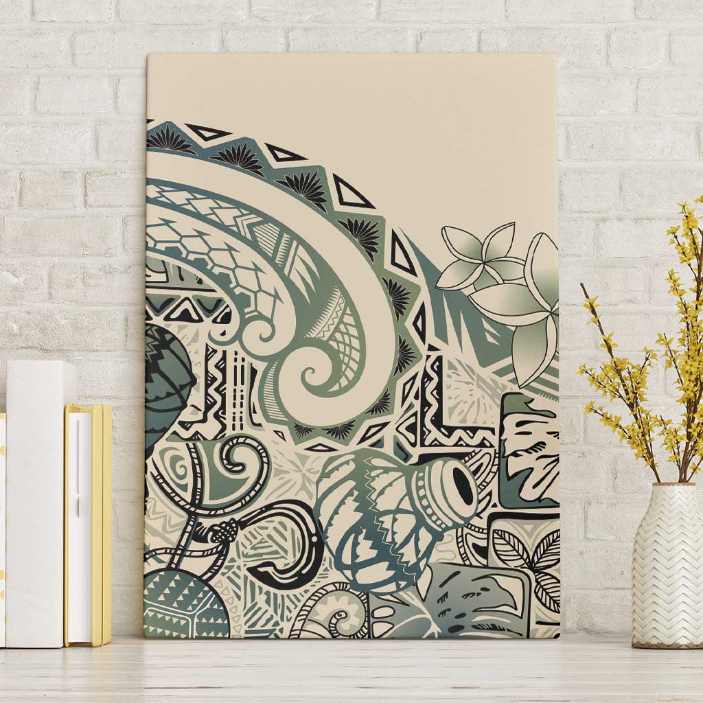 Aloha Hawaii Tapa Canvas Wall Art Summer Green Hawaiian Ipu - Polynesian Pride