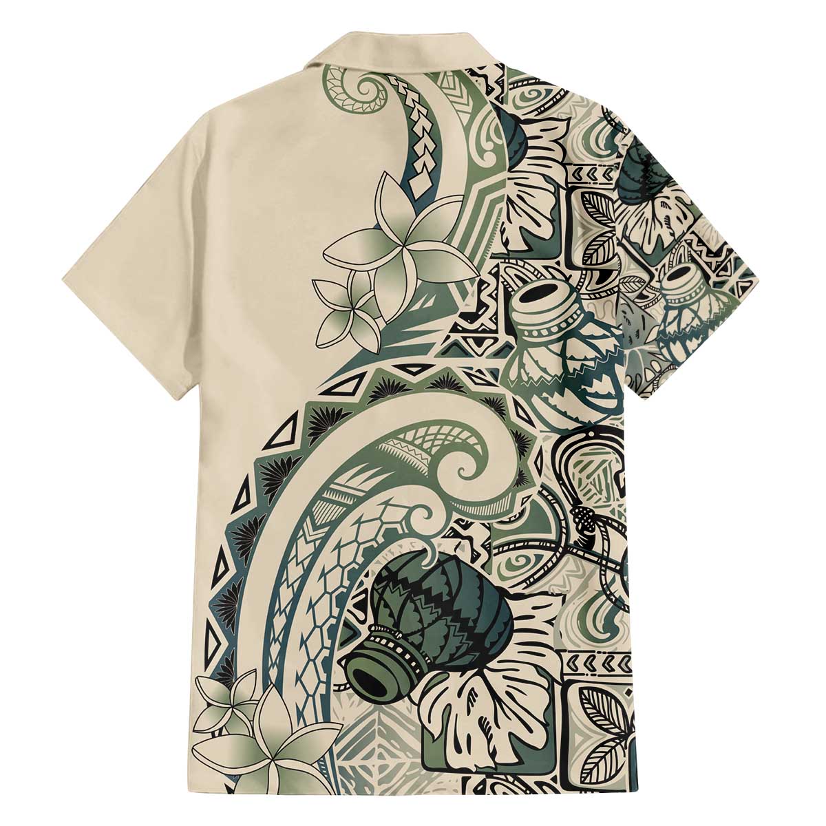 Aloha Hawaii Tapa Family Matching Off The Shoulder Long Sleeve Dress and Hawaiian Shirt Summer Green Hawaiian Ipu - Polynesian Pride