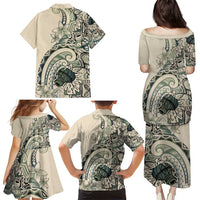 Aloha Hawaii Tapa Family Matching Puletasi and Hawaiian Shirt Summer Green Hawaiian Ipu - Polynesian Pride