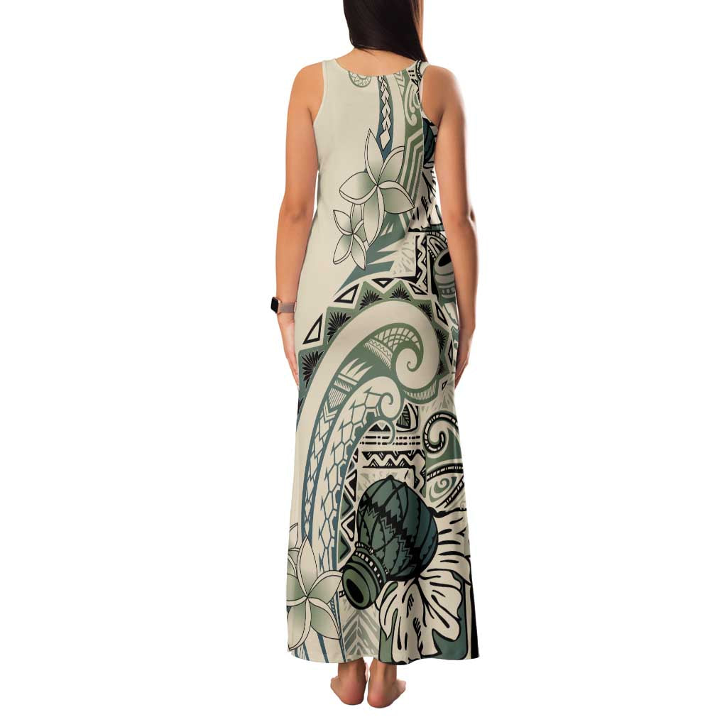 Aloha Hawaii Tapa Family Matching Tank Maxi Dress and Hawaiian Shirt Summer Green Hawaiian Ipu - Polynesian Pride