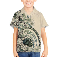 Aloha Hawaii Tapa Kid Hawaiian Shirt Summer Green Hawaiian Ipu - Polynesian Pride