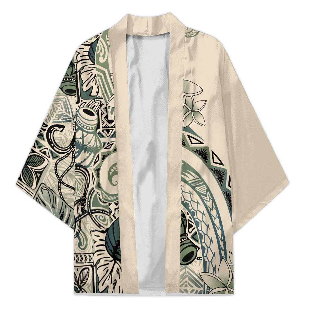 Aloha Hawaii Tapa Kimono Summer Green Hawaiian Ipu - Polynesian Pride