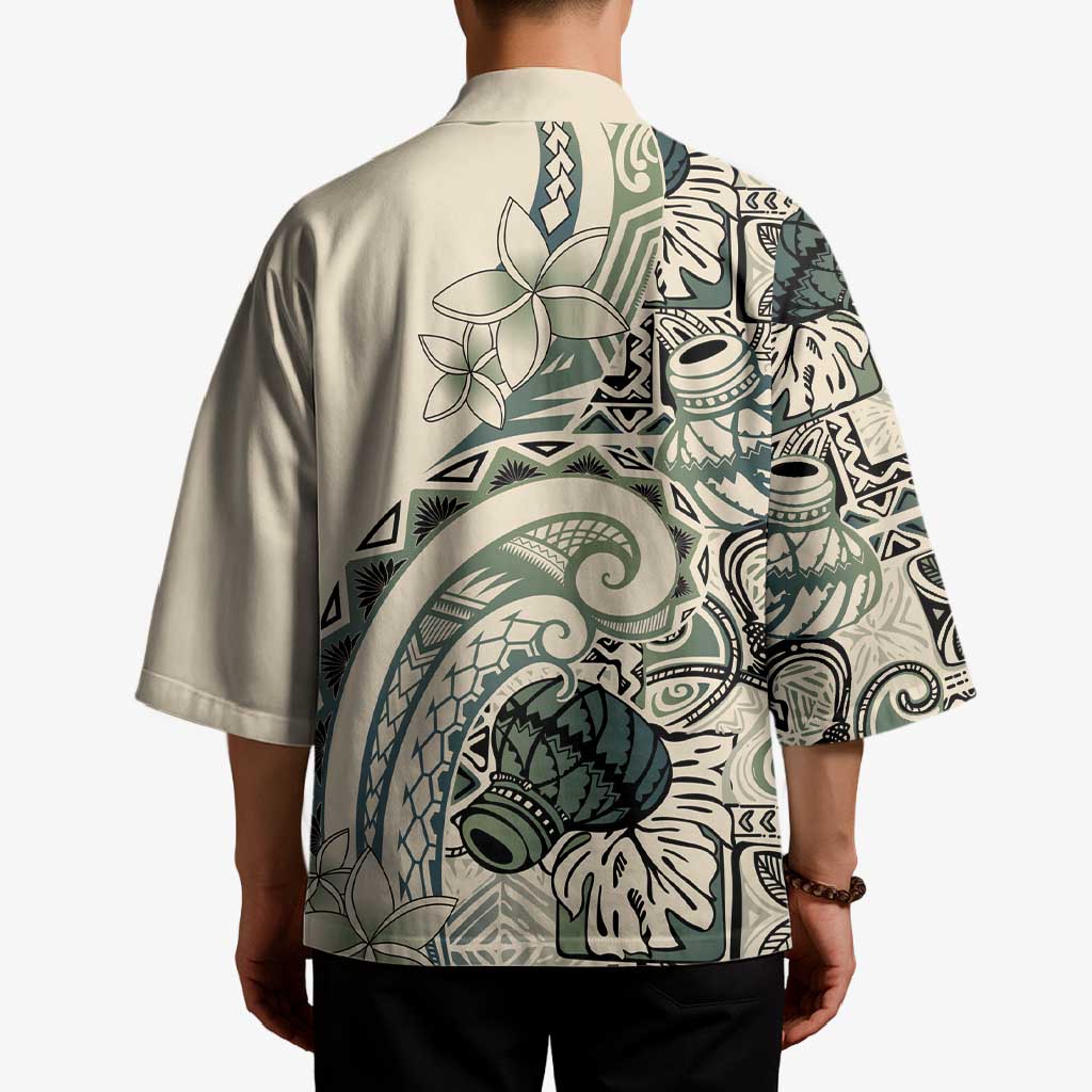 Aloha Hawaii Tapa Kimono Summer Green Hawaiian Ipu - Polynesian Pride