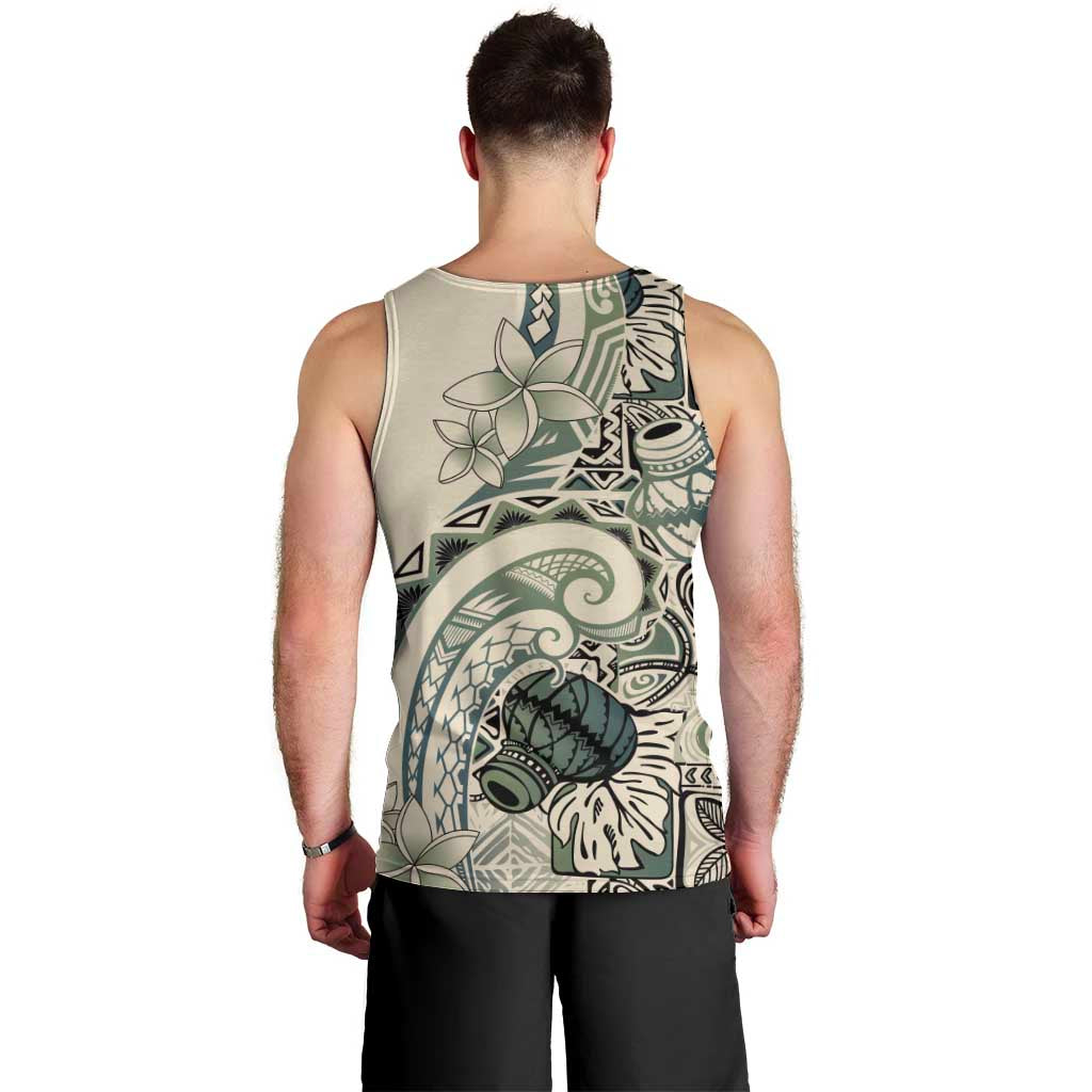 Aloha Hawaii Tapa Men Tank Top Summer Green Hawaiian Ipu - Polynesian Pride