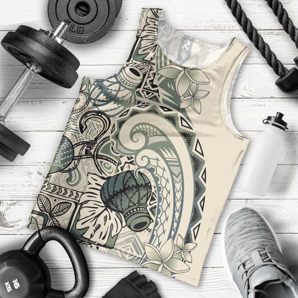 Aloha Hawaii Tapa Men Tank Top Summer Green Hawaiian Ipu - Polynesian Pride