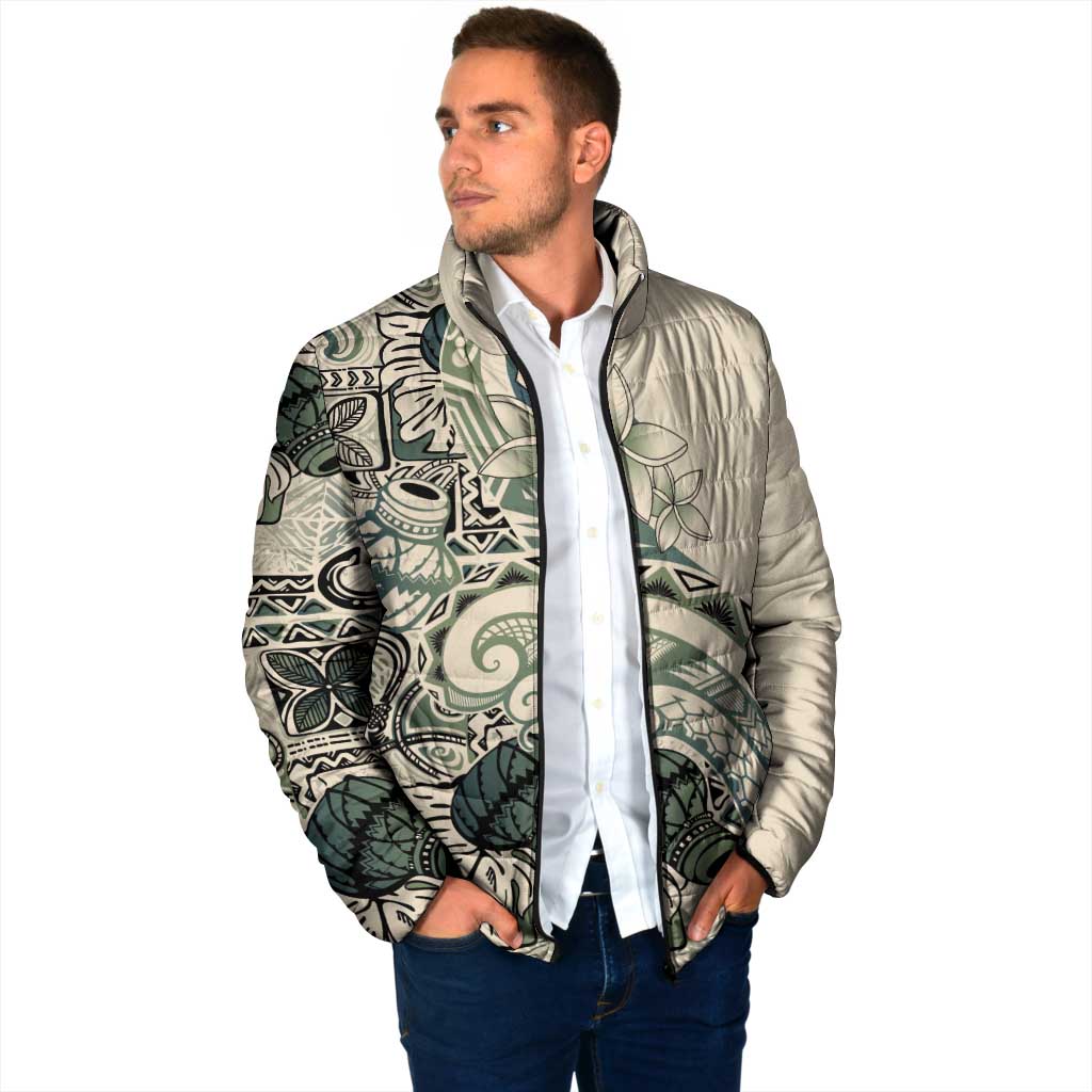 Aloha Hawaii Tapa Padded Jacket Summer Green Hawaiian Ipu LT7 - Polynesian Pride