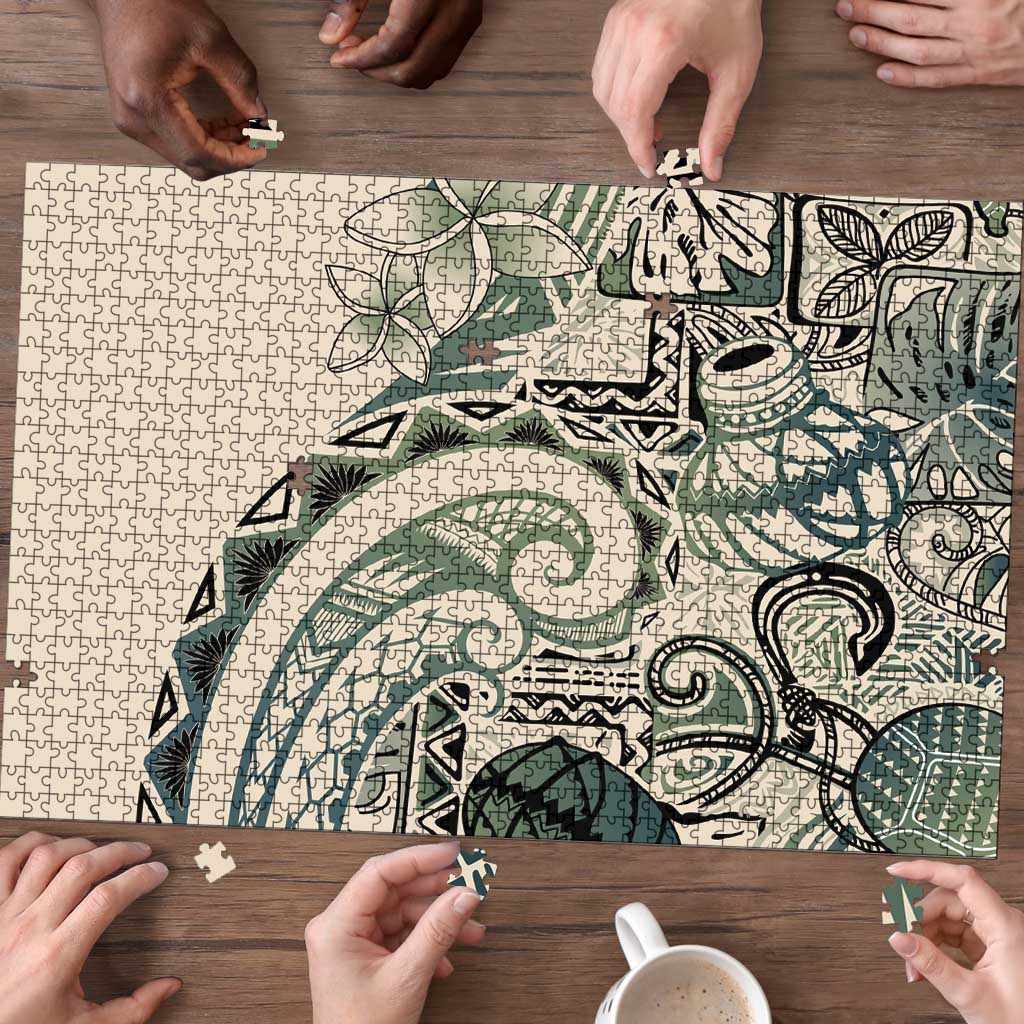 Aloha Hawaii Tapa Puzzle Summer Green Hawaiian Ipu LT7 - Polynesian Pride