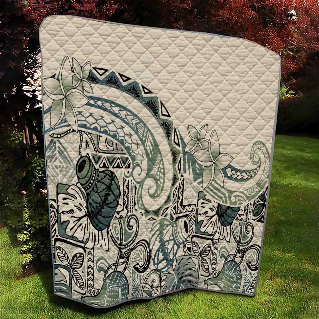 Aloha Hawaii Tapa Quilt Summer Green Hawaiian Ipu - Polynesian Pride