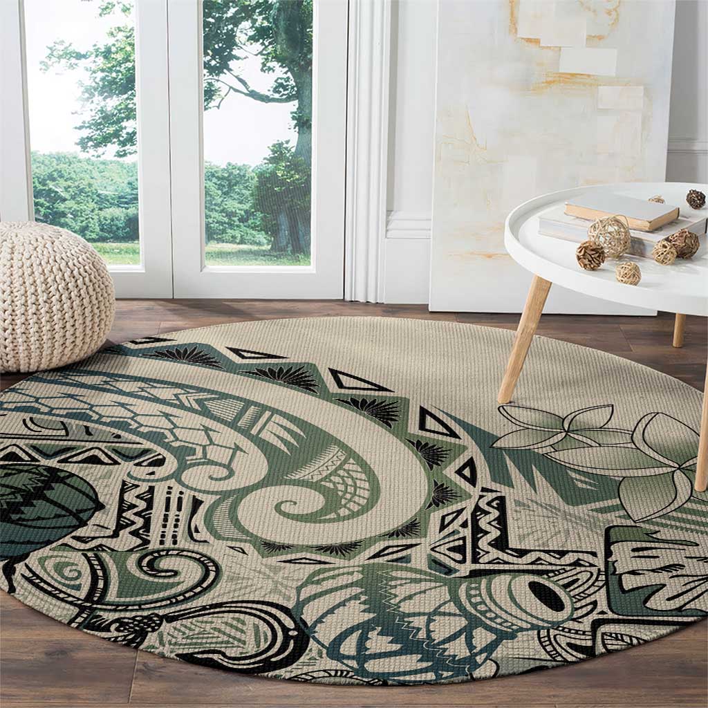 Aloha Hawaii Tapa Round Carpet Summer Green Hawaiian Ipu - Polynesian Pride