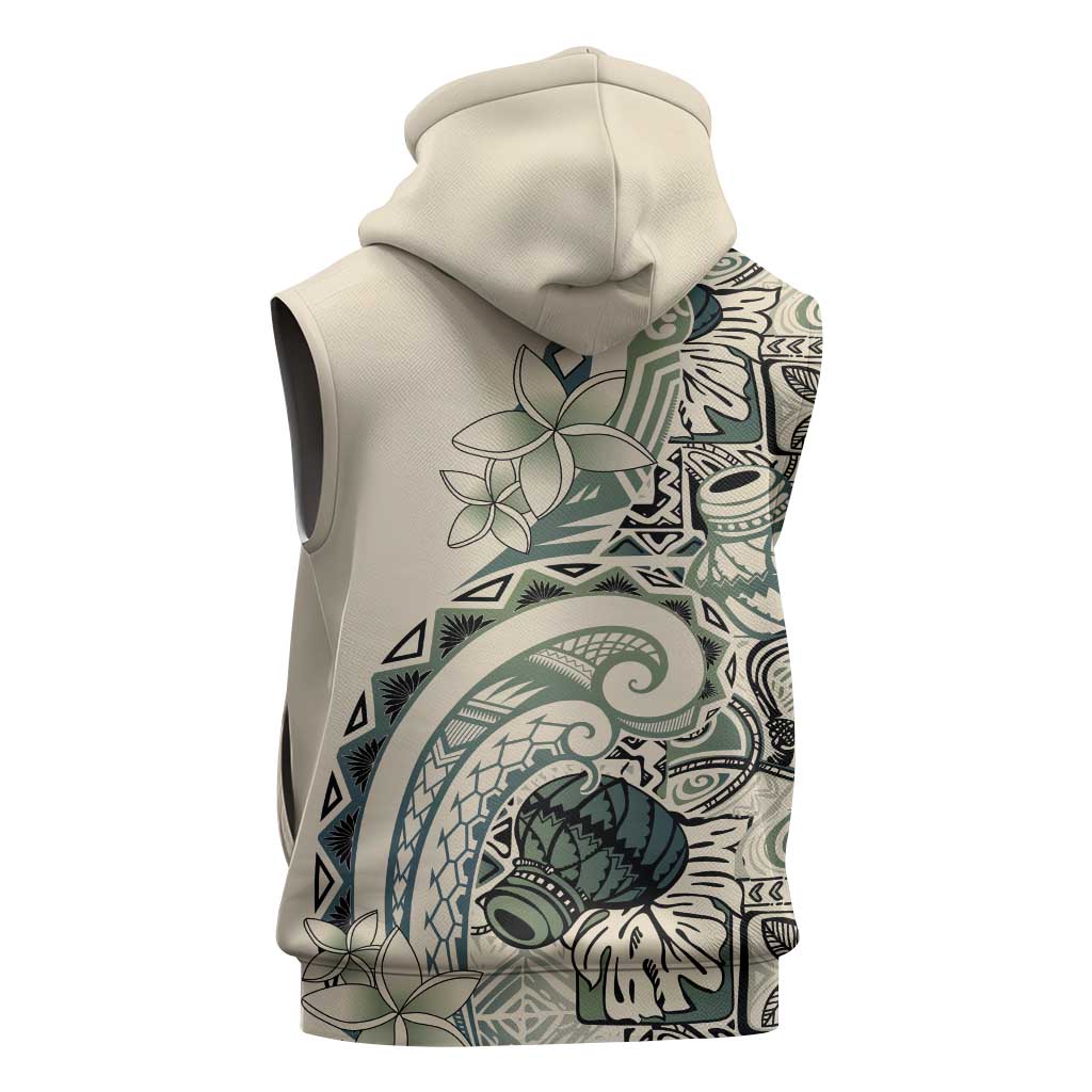 Aloha Hawaii Tapa Sleeveless Hoodie Summer Green Hawaiian Ipu LT7 - Polynesian Pride