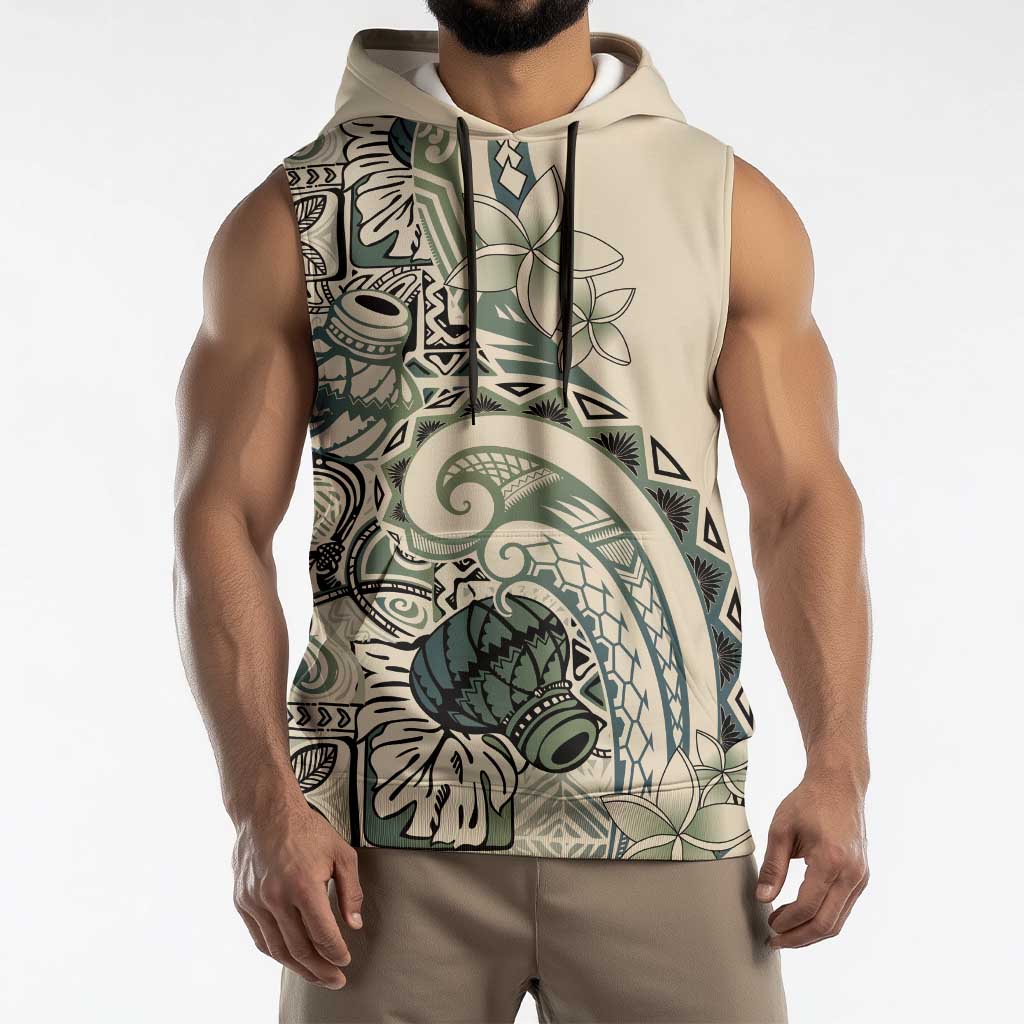 Aloha Hawaii Tapa Sleeveless Hoodie Summer Green Hawaiian Ipu LT7 - Polynesian Pride