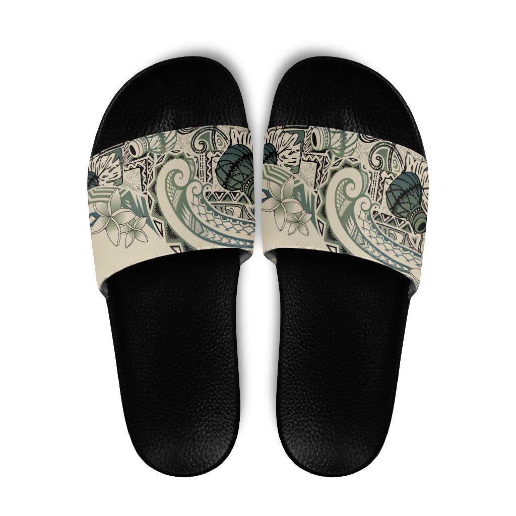 Aloha Hawaii Tapa Slide Sandals Summer Green Hawaiian Ipu - Polynesian Pride