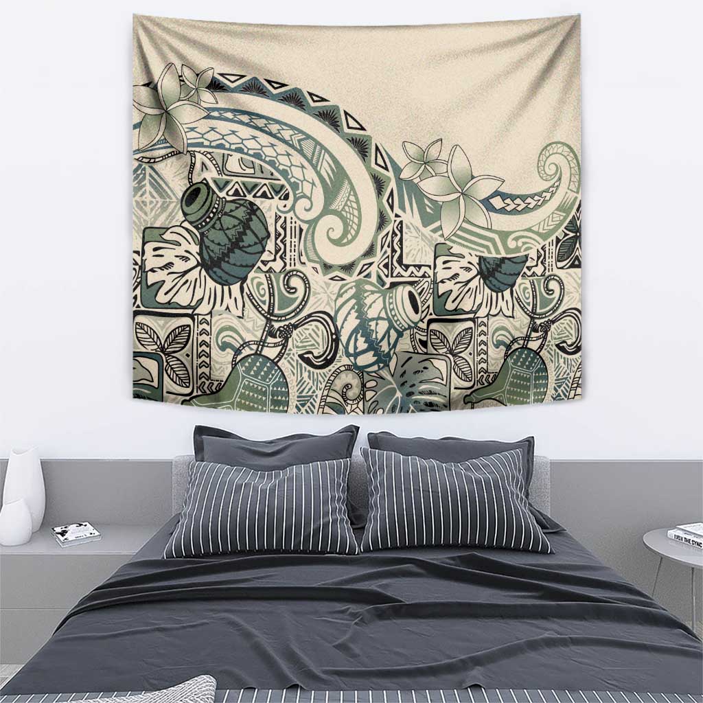 Aloha Hawaii Tapa Tapestry Summer Green Hawaiian Ipu LT7 - Polynesian Pride