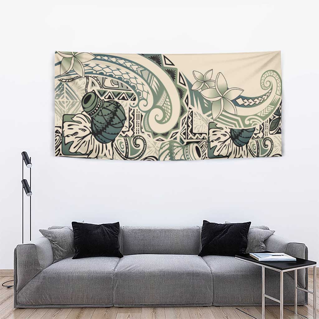 Aloha Hawaii Tapa Tapestry Summer Green Hawaiian Ipu LT7 - Polynesian Pride
