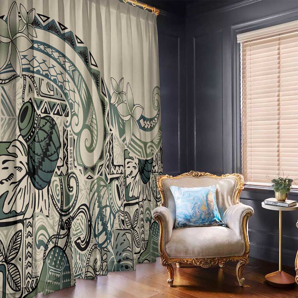 Aloha Hawaii Tapa Window Curtain Summer Green Hawaiian Ipu - Polynesian Pride