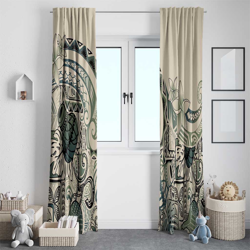 Aloha Hawaii Tapa Window Curtain Summer Green Hawaiian Ipu - Polynesian Pride