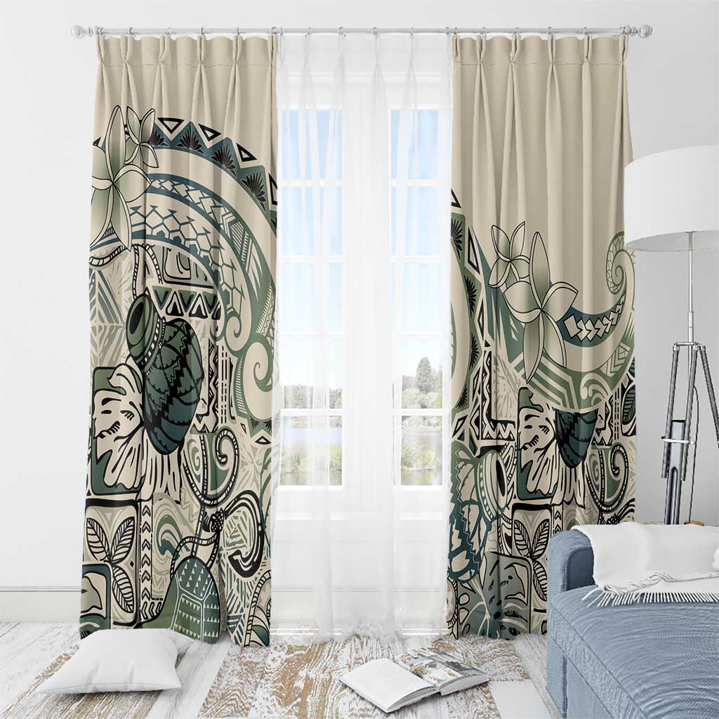 Aloha Hawaii Tapa Window Curtain Summer Green Hawaiian Ipu - Polynesian Pride