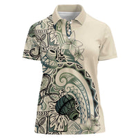 Aloha Hawaii Tapa Women Polo Shirt Summer Green Hawaiian Ipu - Polynesian Pride