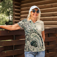 Aloha Hawaii Tapa Women Polo Shirt Summer Green Hawaiian Ipu - Polynesian Pride