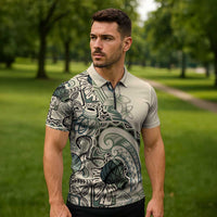 Aloha Hawaii Tapa Zipper Polo Shirt Summer Green Hawaiian Ipu - Polynesian Pride