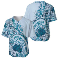 Aloha Hawaii Tapa Baseball Jersey Cool Turquoise Hawaiian Ipu - Polynesian Pride
