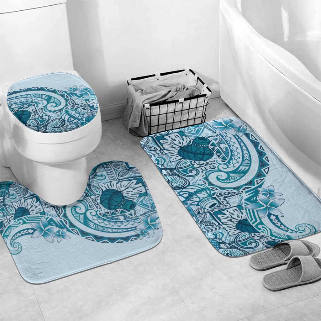 Aloha Hawaii Tapa Bathroom Set Cool Turquoise Hawaiian Ipu - Polynesian Pride