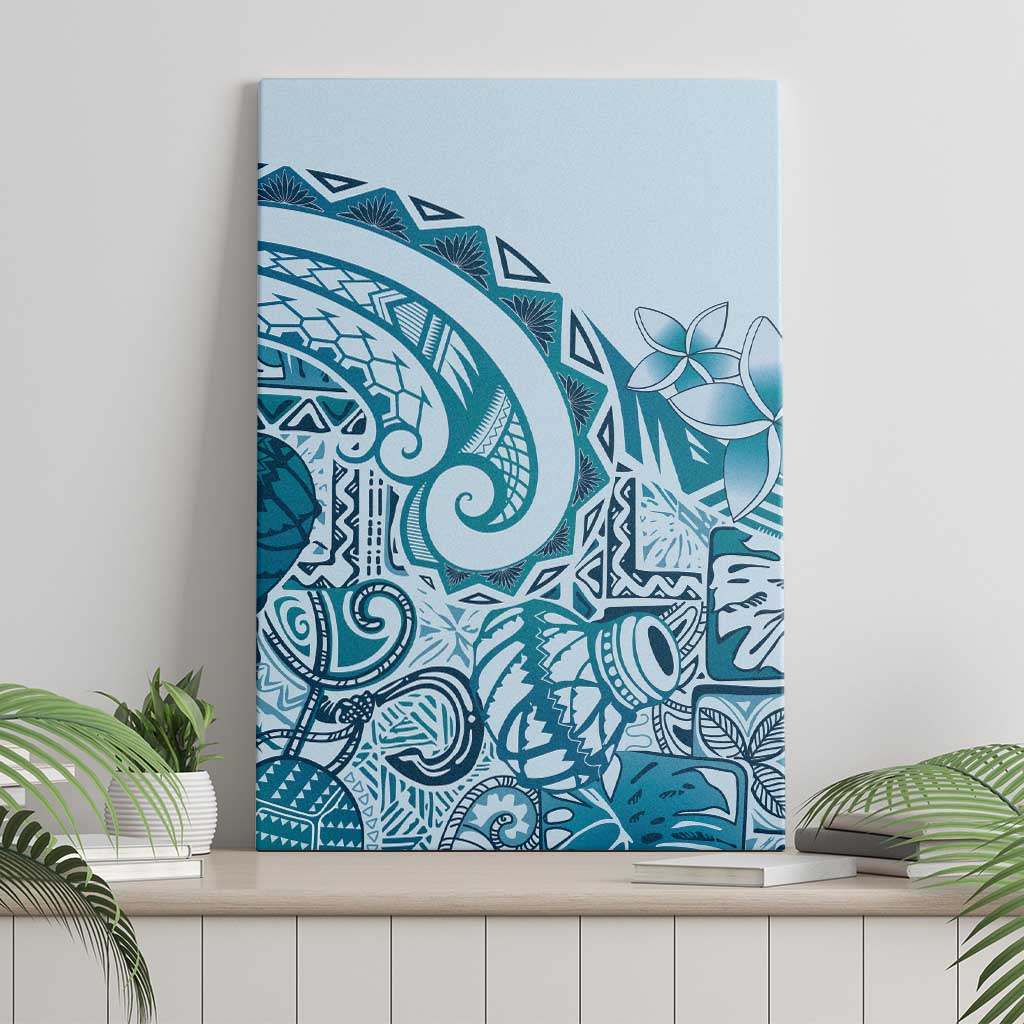 Aloha Hawaii Tapa Canvas Wall Art Cool Turquoise Hawaiian Ipu - Polynesian Pride