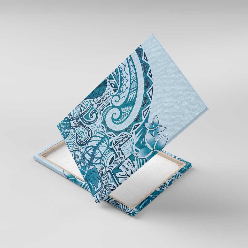 Aloha Hawaii Tapa Canvas Wall Art Cool Turquoise Hawaiian Ipu - Polynesian Pride