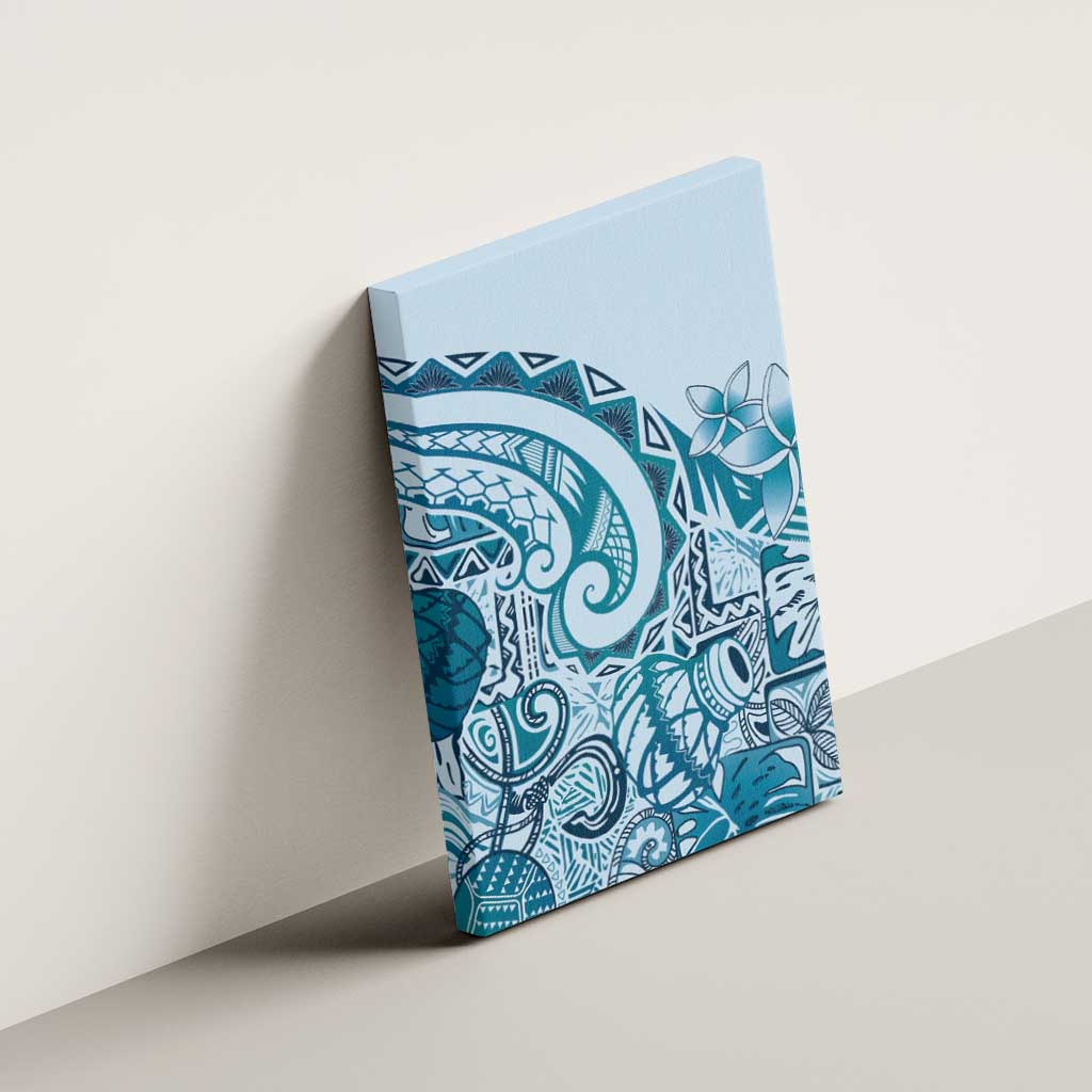 Aloha Hawaii Tapa Canvas Wall Art Cool Turquoise Hawaiian Ipu - Polynesian Pride