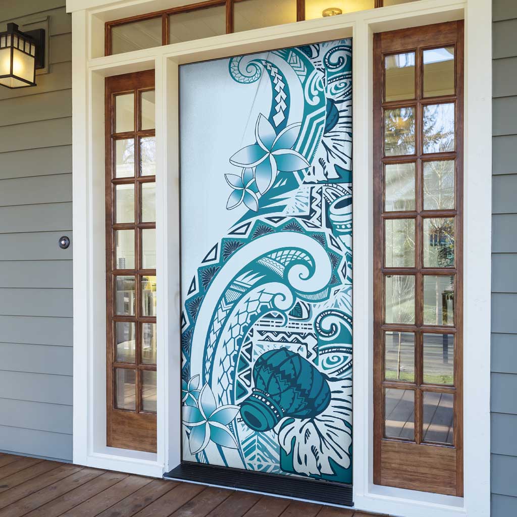 Aloha Hawaii Tapa Door Cover Cool Turquoise Hawaiian Ipu - Polynesian Pride