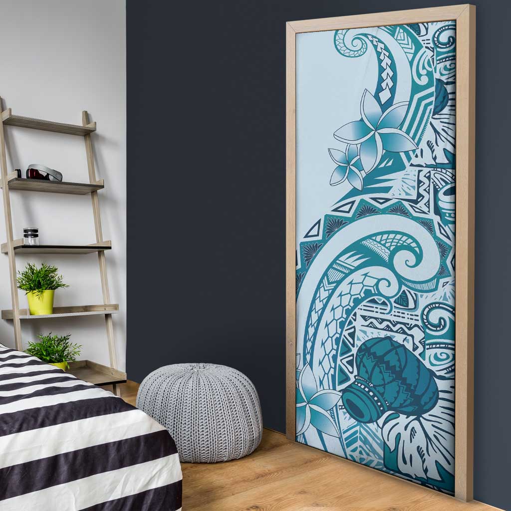 Aloha Hawaii Tapa Door Cover Cool Turquoise Hawaiian Ipu - Polynesian Pride