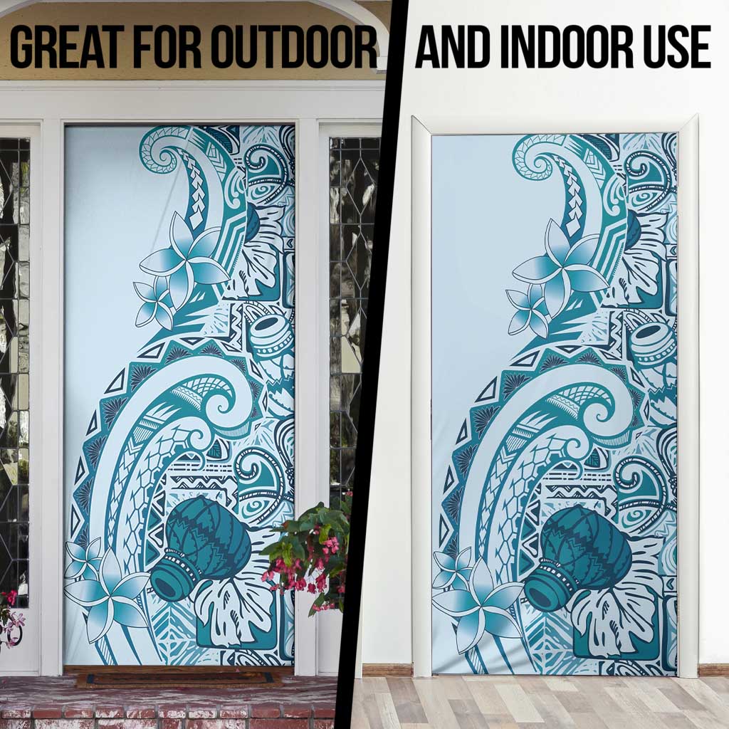Aloha Hawaii Tapa Door Cover Cool Turquoise Hawaiian Ipu - Polynesian Pride