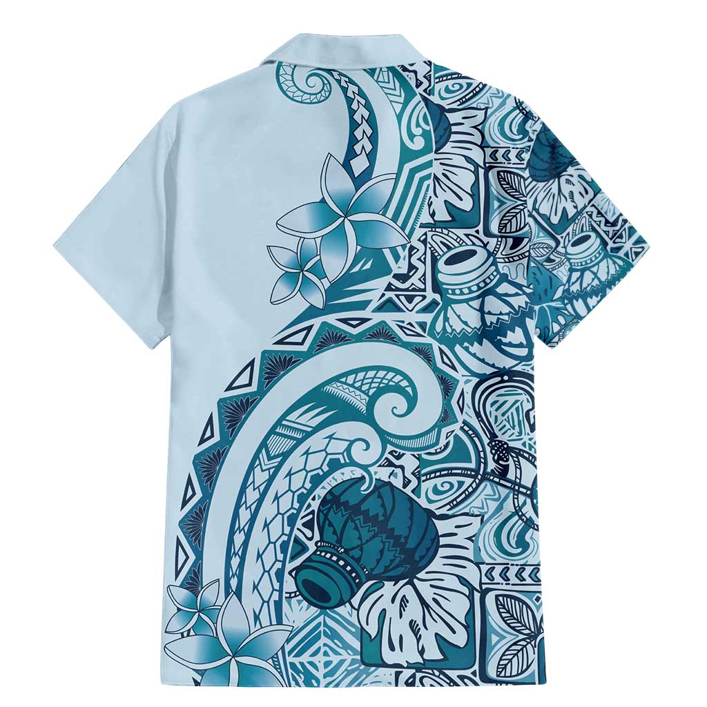 Aloha Hawaii Tapa Family Matching Mermaid Dress and Hawaiian Shirt Cool Turquoise Hawaiian Ipu - Polynesian Pride