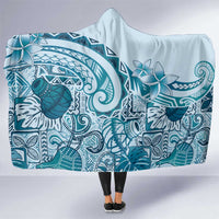 Aloha Hawaii Tapa Hooded Blanket Cool Turquoise Hawaiian Ipu LT7 One Size Turquoise - Polynesian Pride