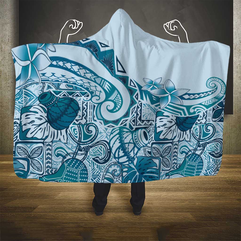 Aloha Hawaii Tapa Hooded Blanket Cool Turquoise Hawaiian Ipu LT7 - Polynesian Pride