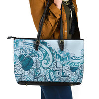 Aloha Hawaii Tapa Leather Tote Bag Cool Turquoise Hawaiian Ipu - Polynesian Pride