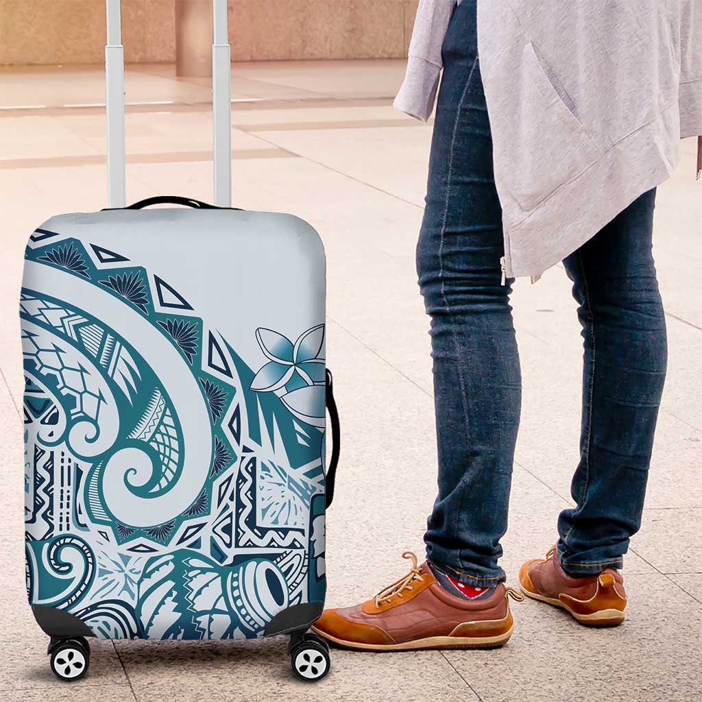 Aloha Hawaii Tapa Luggage Cover Cool Turquoise Hawaiian Ipu - Polynesian Pride